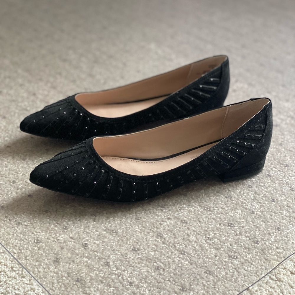Womens Sparkly Pointed Toe Flats Size 6